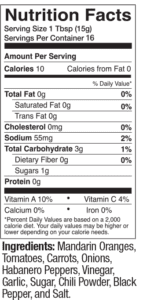 Sultry Sauce - Nutrition Facts