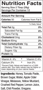 Honey Barbeque Sauce- Nutrition Facts